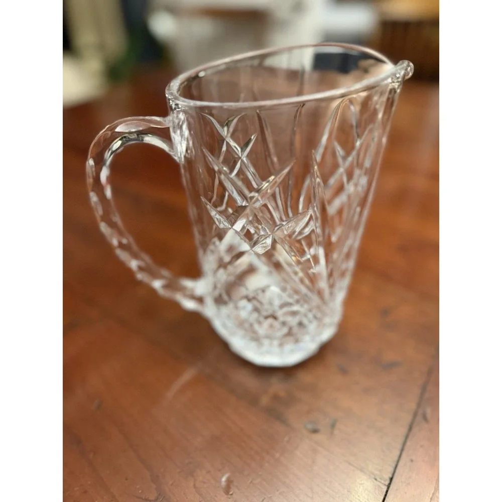 Masquerade by Cristal D'Arques Blown‎ Cut Glass Pitcher Textured Handle 50 Oz